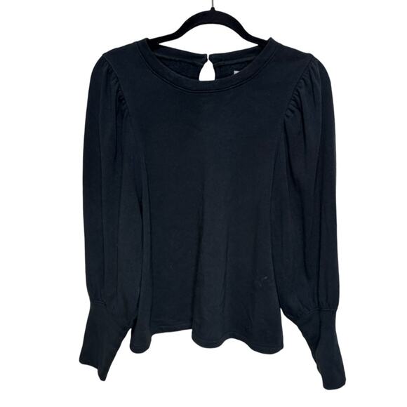 Madewell Puff Sleeve Long Sleeve Sweater - Soft Black Size L - Picture 1 of 6